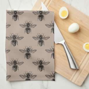 Linge De Cuisine Motif d'abeille noire moderne et élégant