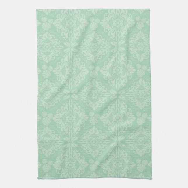 Linge De Cuisine Motif damassé vert (Vertical)