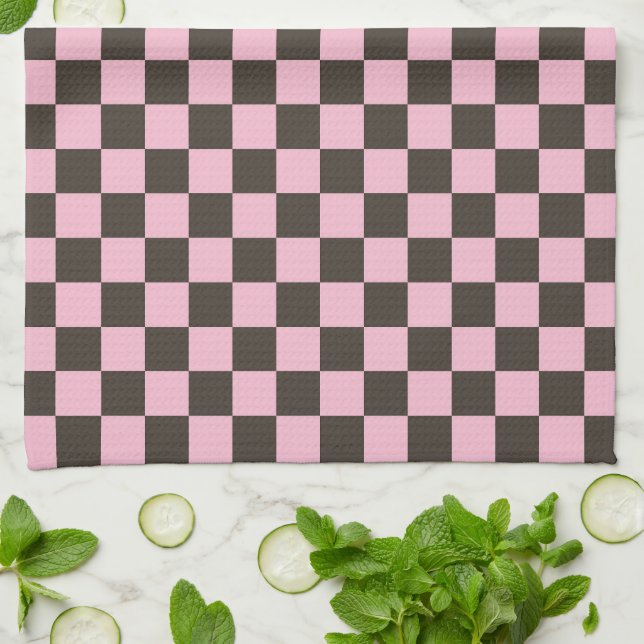 Linge De Cuisine Motif damier fleur de cerisier (Plié)