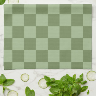 Linge De Cuisine Motif damier vert sauge minimaliste