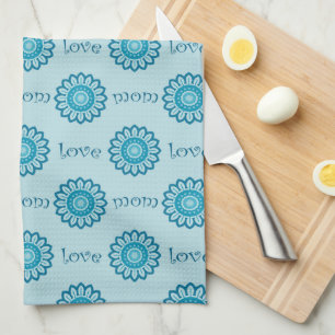 Linge De Cuisine Motif d'amour de maman floral bleu