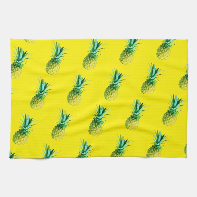 Linge De Cuisine Motif d'ananas jaune pâle (Horizontal)
