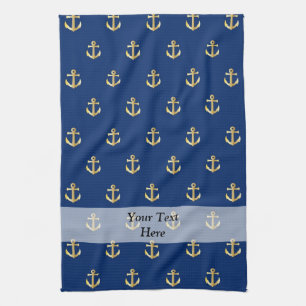 Linge De Cuisine Motif d'ancrage bleu