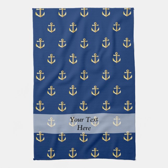 Linge De Cuisine Motif d'ancrage bleu (Vertical)