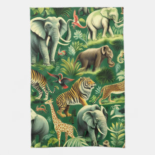 Linge De Cuisine Motif d'animaux de la jungle vintage