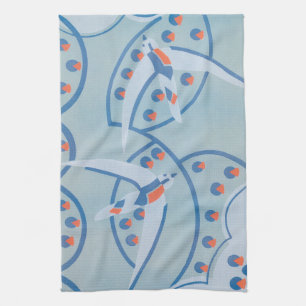 Linge De Cuisine Motif d'animaux oiseaux Art Déco Jazz Pochoir Vint