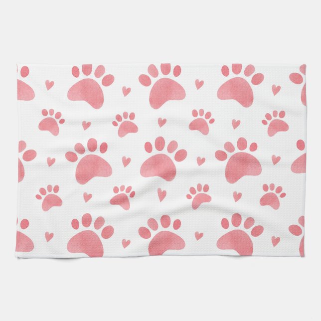 Linge De Cuisine Motif d'aquarelle Cat Paws (Horizontal)