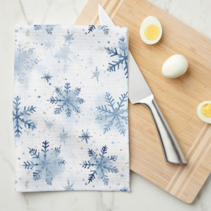 Linge De Cuisine Motif d'aquarelle de flocon d'hiver