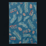 Linge De Cuisine Motif d'aquarelle de pin et de baies d'hiver<br><div class="desc">Décorez votre cuisine avec ces branches de pin amusantes et serviette de plat de baies. Faites un grand cadeau de vacances,  de chauffage ou de mariage! Vous pouvez le customiser et ajouter du texte. Consultez ma boutique pour plus de couleurs et de motifs !</div>