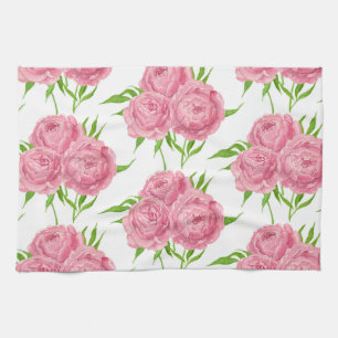Linge De Cuisine Motif d'aquarelle du bouquet de pivoine