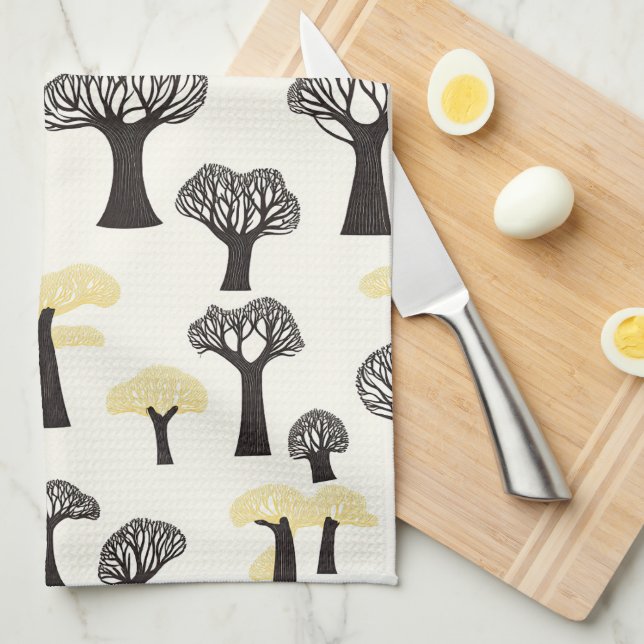 Linge De Cuisine Motif d'arbre baobab fantaisiste (Quart Plié)