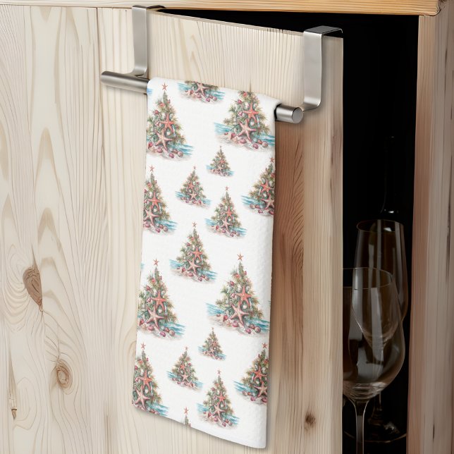 Linge De Cuisine Motif d'arbre de Noël de plage (Beach Christmas Tree Pattern kitchen towel )