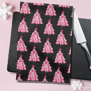 Linge De Cuisine Motif d'arbre de Noël rose noir moderne
