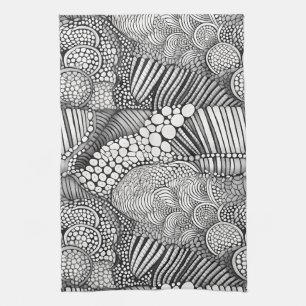 Linge De Cuisine Motif d'art abstrait géométrique monochrome en lig