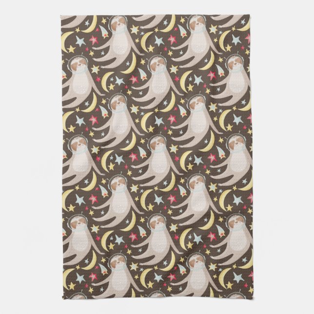 Linge De Cuisine Motif d'astronaute de paresse (Vertical)