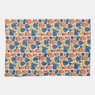 Linge De Cuisine Motif de baie en linogravure vintage - Fraise et b