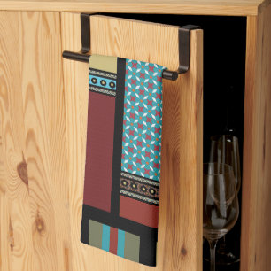 Linge De Cuisine Motif de bande de blocs mexicain 1