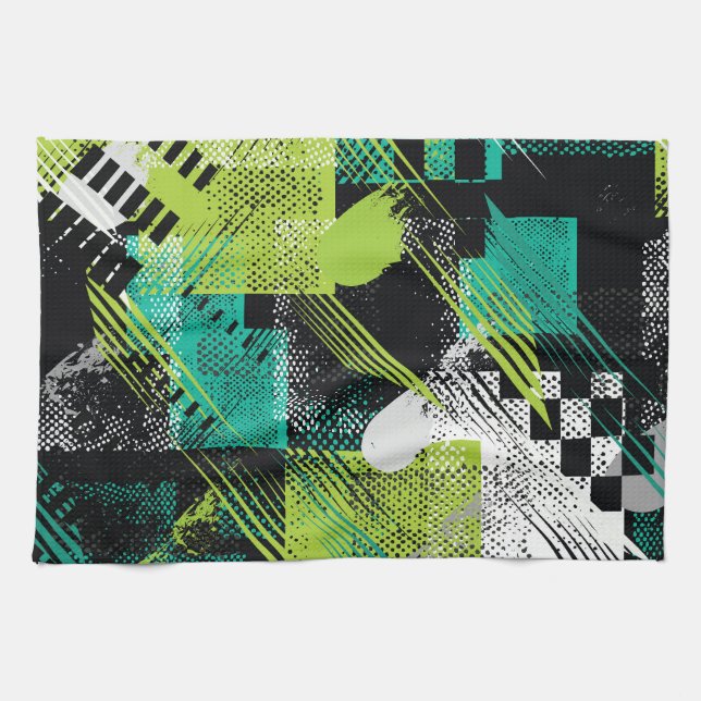 Linge De Cuisine Motif de bandes de points géométriques Abstraits (Horizontal)