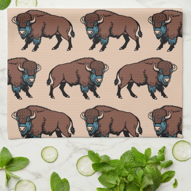 Linge De Cuisine Motif de bison de Buffalo (Plié)
