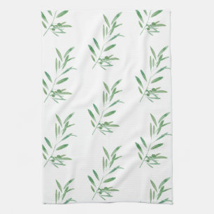 Linge De Cuisine Motif de branche d'olive aquarelle
