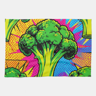 Linge De Cuisine Motif de brocoli pop art vibrant