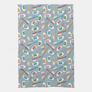Linge De Cuisine Motif de brosse à dents et de pâte dentifrice