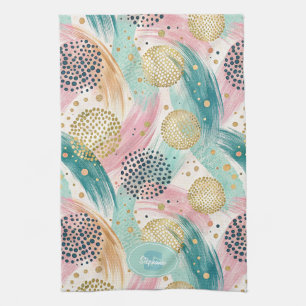 Linge De Cuisine Motif de brosse et de point Abstrait - Accents Gol
