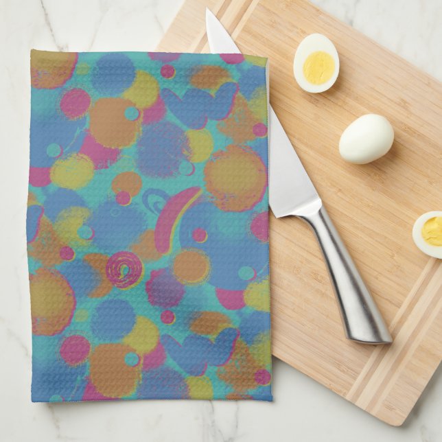 Linge De Cuisine Motif de brosse rétro (Quart Plié)