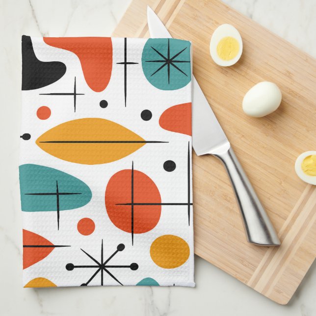 Linge De Cuisine Motif de burst en style Mid Century Modern (Quart Plié)