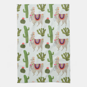 Linge De Cuisine Motif de cactus et de lama de la collection   de
