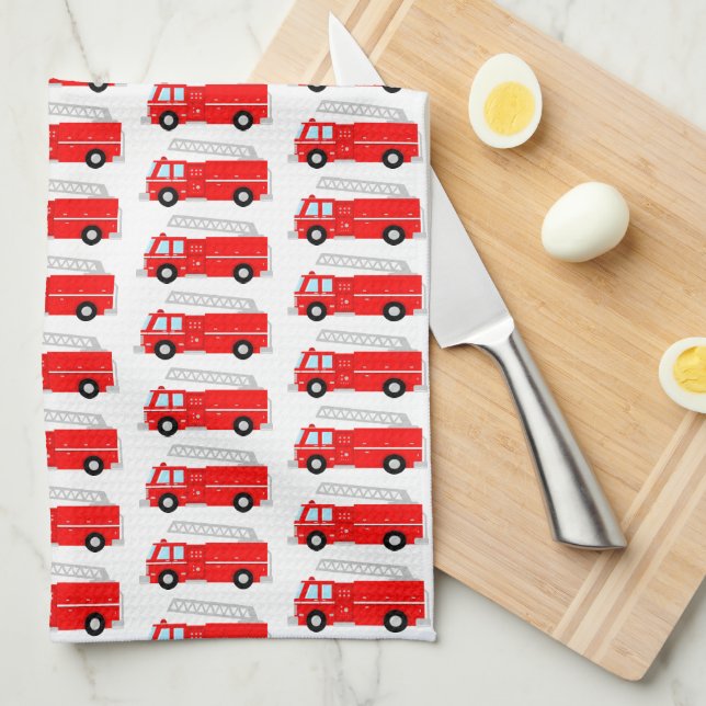 Linge De Cuisine Motif de camion-feu rouge (Quart Plié)