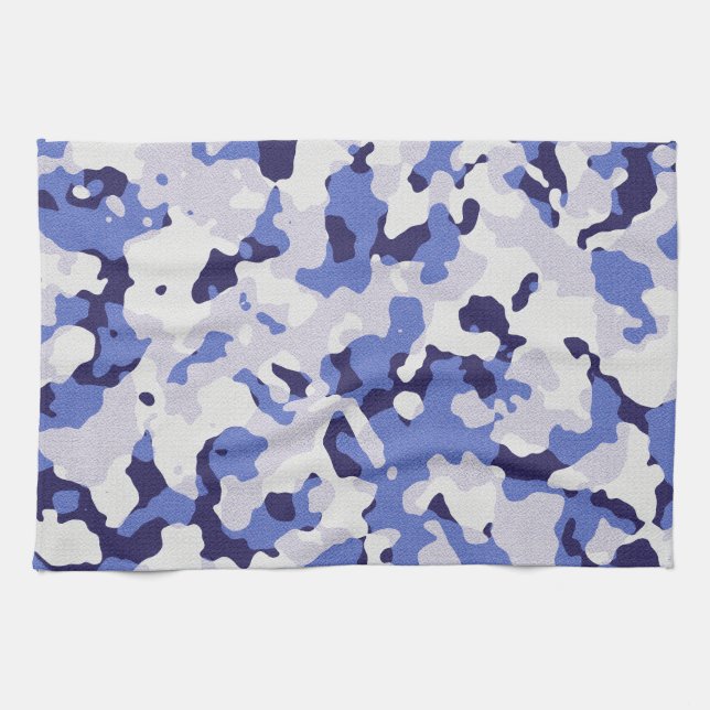 Linge De Cuisine Motif de camouflage bleu (Horizontal)