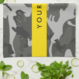 Linge De Cuisine Motif de camouflage gris, Votre nom, Personnaliser