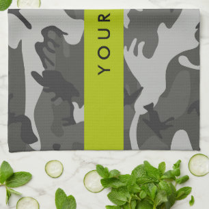 Linge De Cuisine Motif de camouflage gris, Votre nom, Personnaliser