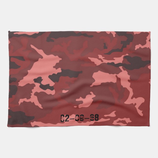 Linge De Cuisine Motif de camouflage rouge (Horizontal)