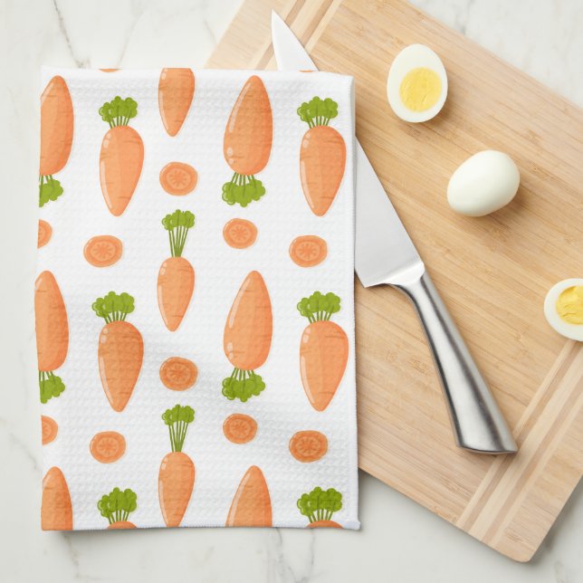 Linge De Cuisine Motif de carotte et tranche (Quart Plié)