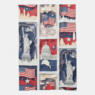 Linge De Cuisine Motif de carreau en papier découpé patriotique en 