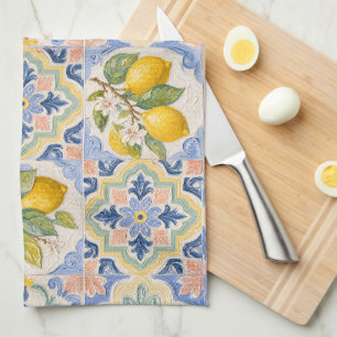 Linge De Cuisine Motif de carreaux de majolique de citrus méditerra