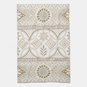 Linge De Cuisine Motif de carreaux floraux géométriques ornés