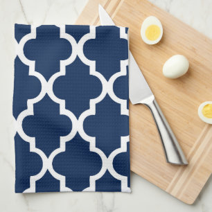 Linge De Cuisine Motif de carrelage bleu Quatrefoil de la marine