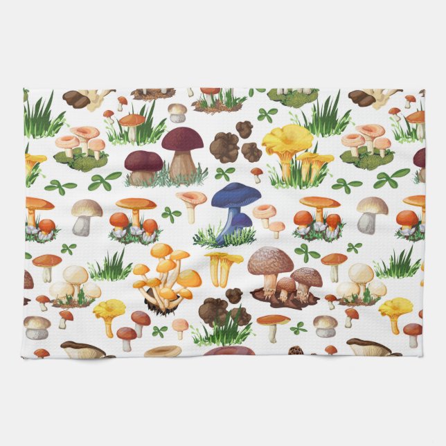 Linge De Cuisine Motif de champignons mignons (Horizontal)