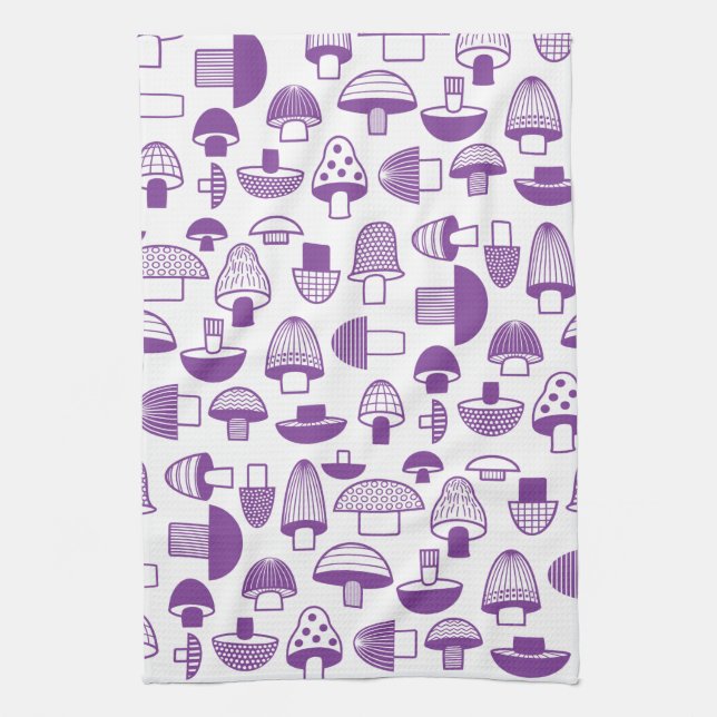 Linge De Cuisine Motif de champignons violets rétro (Vertical)