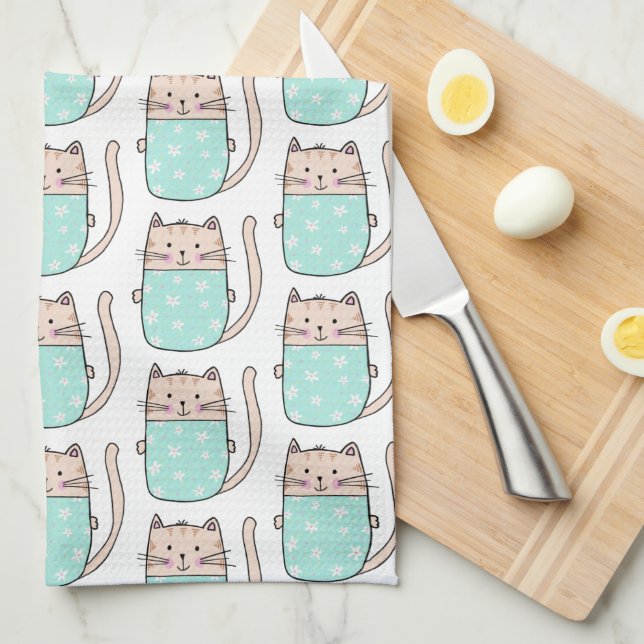 Linge De Cuisine Motif de chat amusant (Quart Plié)