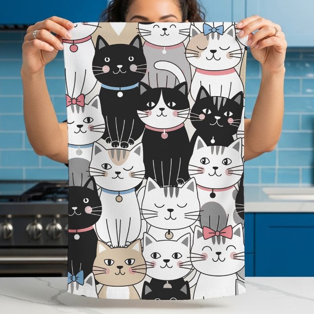 Linge De Cuisine Motif de chat fantaisiste mignon (Créateur téléchargé)