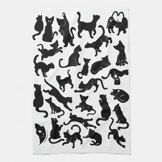 Linge De Cuisine Motif de chat noir (Vertical)