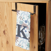 Motif de chat Whimsical, Monogramme gris bleu