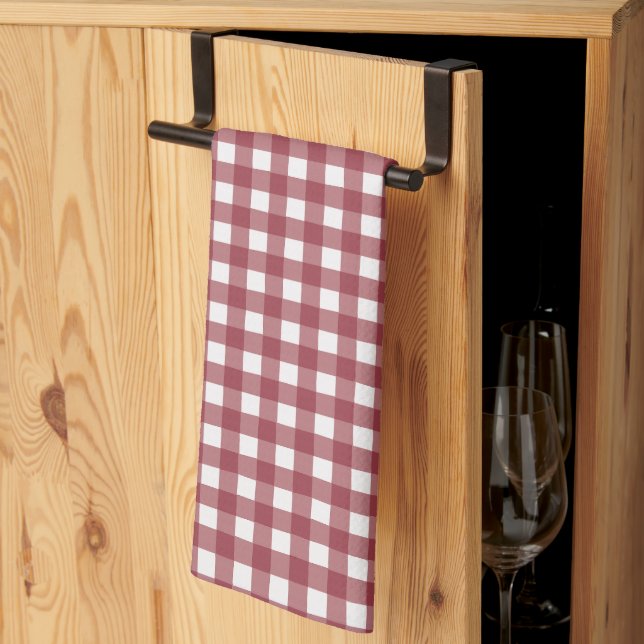 Linge De Cuisine Motif de chèques rouges et blancs (Pliage en tiers)