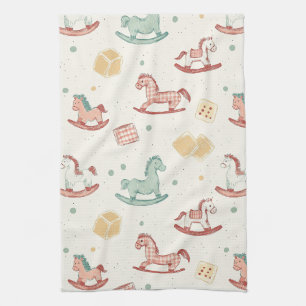 Linge De Cuisine Motif de cheval à bascule en détresse vintage