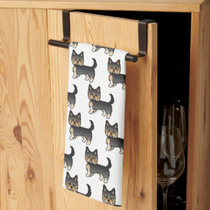Linge De Cuisine Motif de chien Yorkshire Terrier noir et feu