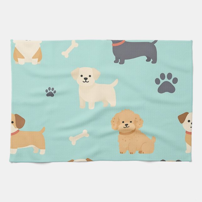 Linge De Cuisine Motif de chiots mignons (Horizontal)